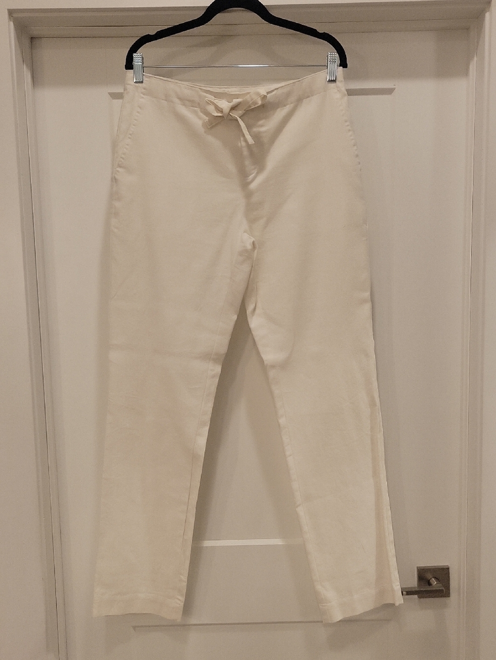 Liz Claiborne Cream Tie-Waist Linen/Cotton Blend Lined Women's Pants